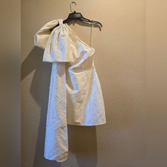 Sachin & Babi Pippa One-Shoulder Pearl-Embellished Mini Dress NWT Sz 0 - Picture 7 of 8